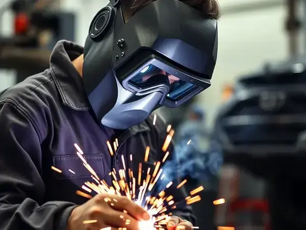 Certified technician welding exhaust system